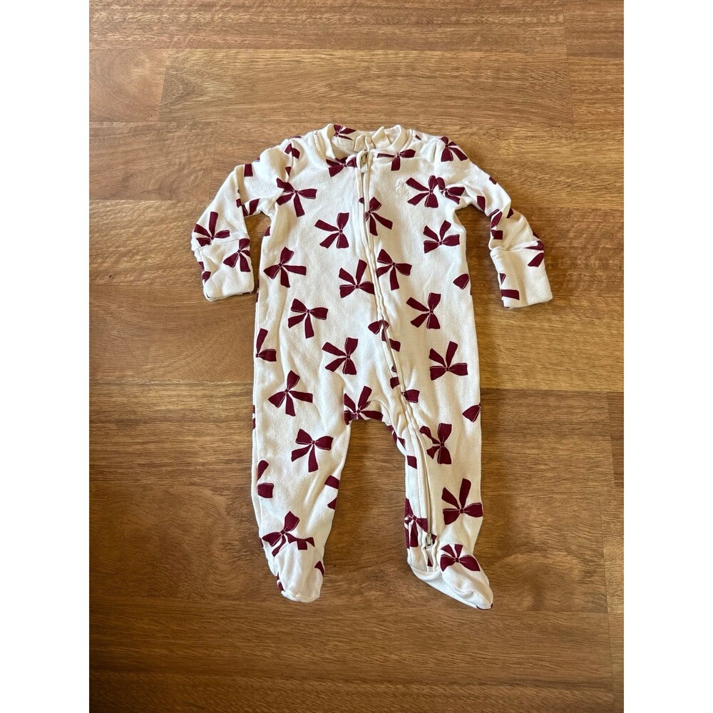 Baby GAP red bow zip up footie sleeper